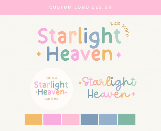 Diseño de logotipo de moda - Logotipo retro boho - Logotipo colorido - Logotipo de pequeña empresa - Logotipos modernos brillantes - Logotipo de boutique para niños - Logotipo divertido