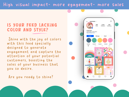 Rainbow Instagram template Bundle
