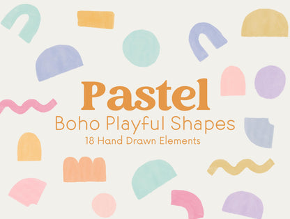 Formas abstractas pintadas a mano estilo boho PNG/ Elementos de diseño dibujados a mano/ PNG clipart moderno de moda