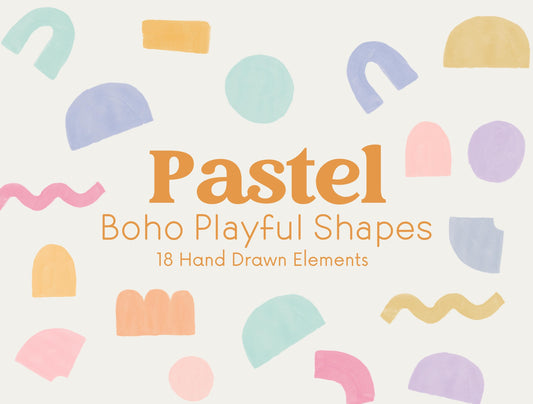 Formas abstractas pintadas a mano estilo boho PNG/ Elementos de diseño dibujados a mano/ PNG clipart moderno de moda