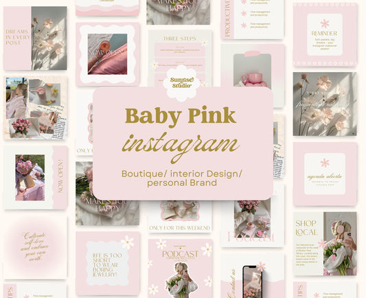 Plantillas de Instagram minimalistas y delicadas en color rosa para entrenadores y blogueros de estilo de vida / Pink Feed