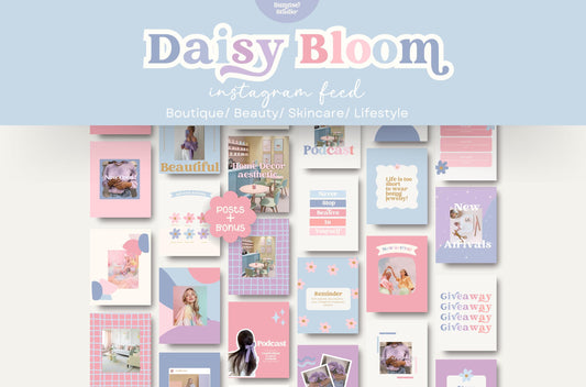 Plantilla de Instagram con flores alegres en tonos pastel / Feed de ventas de boutiques / Pequeñas empresas / Marcas de cuidado de la piel y belleza