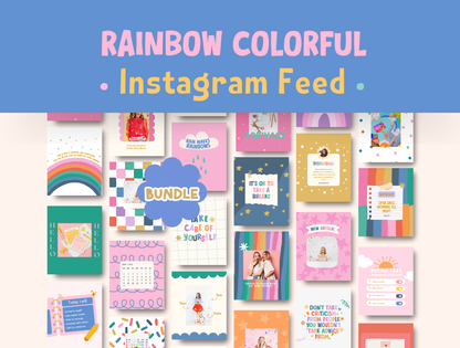 Rainbow Instagram template Bundle