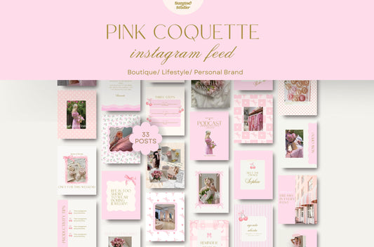 Plantilla de publicación de Instagram / Estética romántica y coqueta / Diseño floral femenino para marcas de estilo de vida y boutiques / Diseño de Canva en rosa