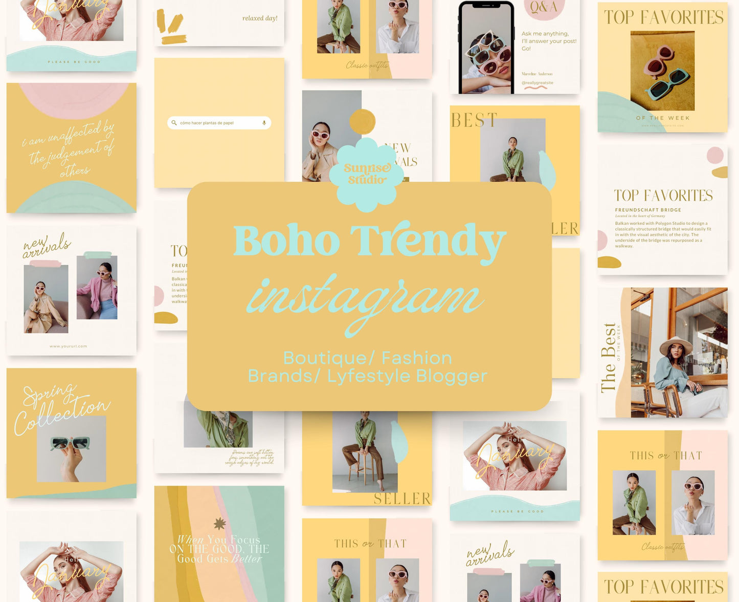 Plantilla de feed de Instagram de moda para Canva: plantillas de publicaciones de alto impacto visual y participación, pequeñas empresas, feed de blogger de estilo de vida