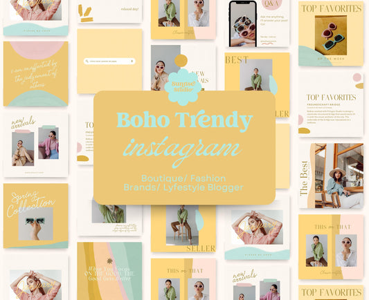 Plantilla de feed de Instagram de moda para Canva: plantillas de publicaciones de alto impacto visual y participación, pequeñas empresas, feed de blogger de estilo de vida