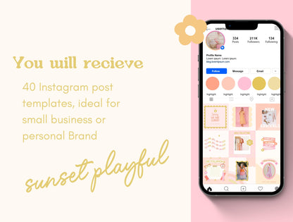 Plantilla de Instagram de Sunset Playful / Feed de Instagram de boutique / Feed de moda / Plantilla de compromiso