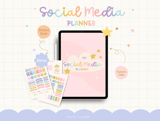 Planificador de redes sociales definitivo para creadores ocupados / Organización de contenido mensual + pegatinas de colores adicionales / Planificador Goodnotes / Planificador para iPad