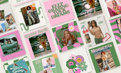 Feed de Instagram moderno y elegante de estilo retro, plantilla de Canva, estrategia de participación de publicaciones vintage para pequeñas empresas, blogueros de estilo de vida