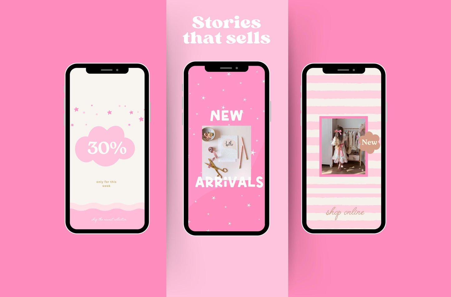 Plantilla de paquete de Instagram rosa, divertida y linda, editada por Canva