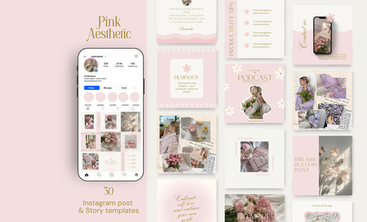 Plantillas de Instagram minimalistas y delicadas en color rosa para entrenadores y blogueros de estilo de vida / Pink Feed