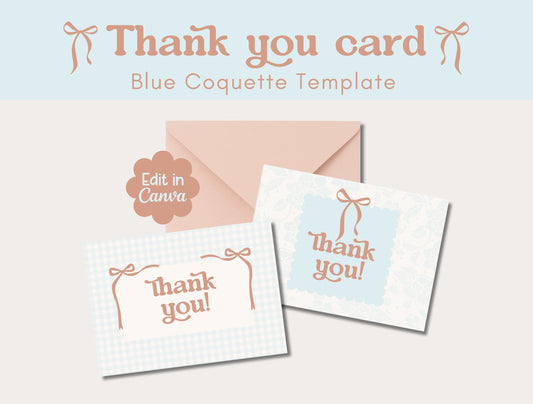 Tarjeta de agradecimiento de Blue Coquette / Agradecimiento al cliente / Embalaje azul / Marca para pequeñas empresas