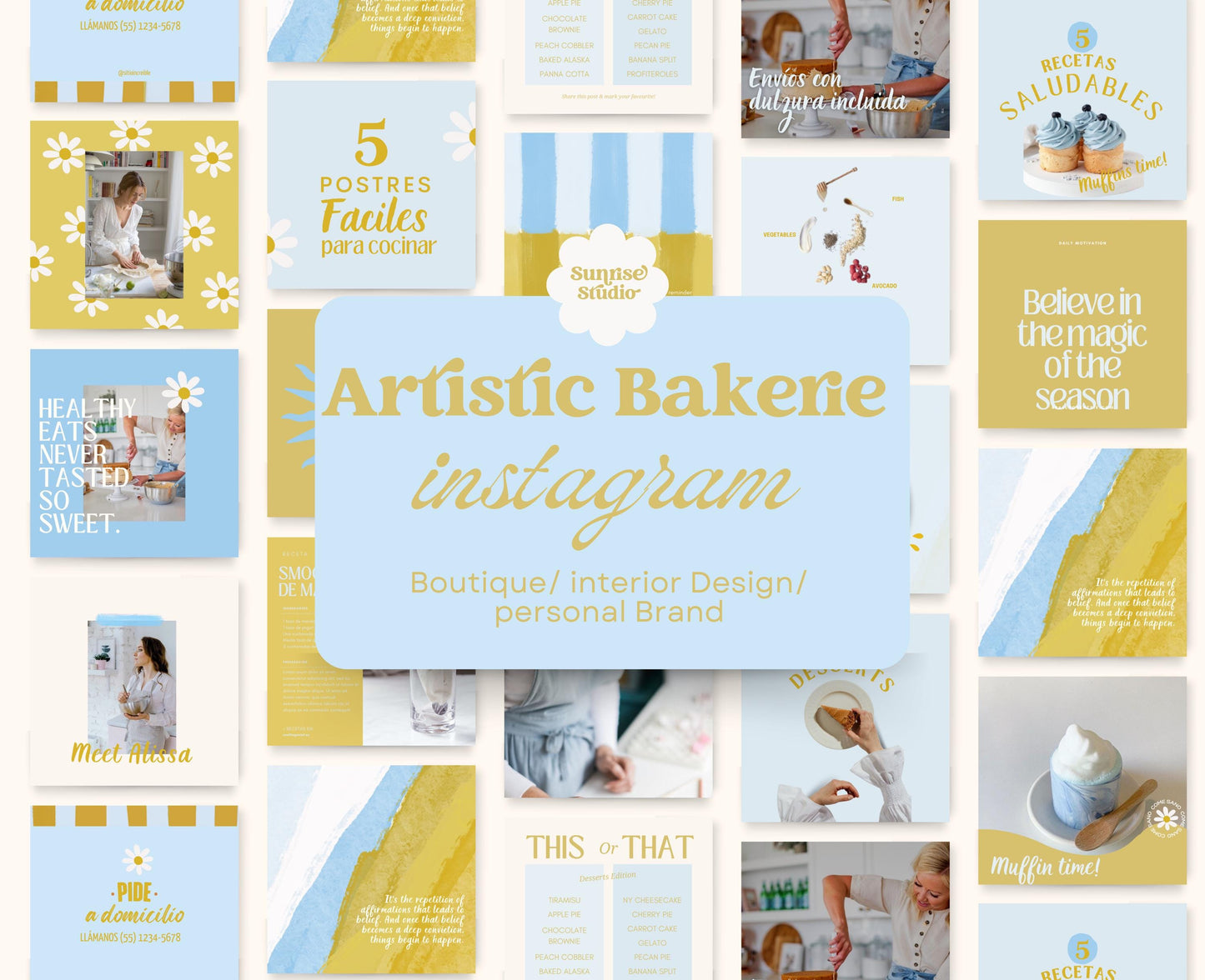Feed de Instagram de panadería / Diseño artístico / Canva: plantillas de publicaciones hechas a mano de alto impacto visual y estrategia de participación para pequeñas empresas