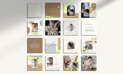 Plantilla elegante de feed de Instagram de panadería para Canva: plantillas de publicaciones artísticas de alto impacto visual y estrategia de participación para pequeñas empresas.