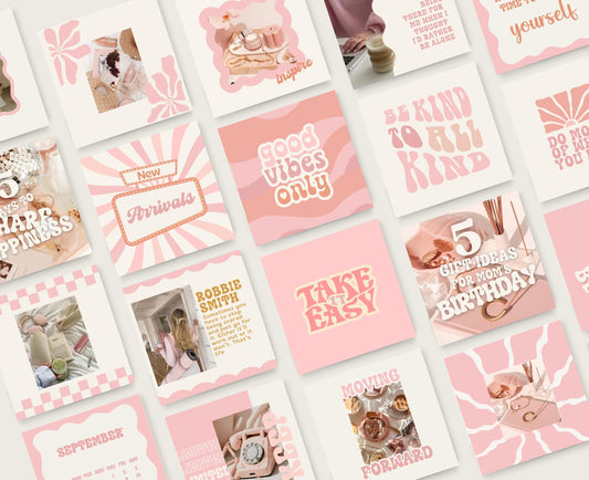 Plantillas de Instagram modernas y divertidas de color rosa para blogueros de estilo de vida y marcas personales / Diseños de publicaciones de Canva para alto compromiso e impacto visual