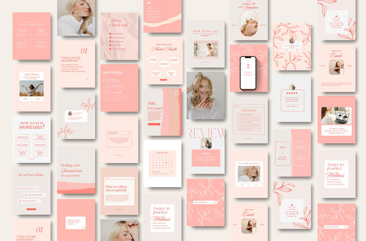 Plantilla de feed de Instagram orgánico en rojo y rosa para entrenadores y marketing digital Canva: plantillas de publicaciones de feed de marca personal