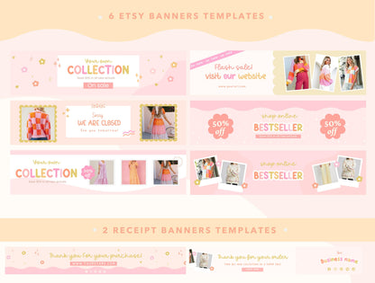 Kit de tienda Etsy con temática de atardecer - Plantillas de banner y anuncios de Etsy - Plantillas divertidas de Canva para impulsar tu tienda online