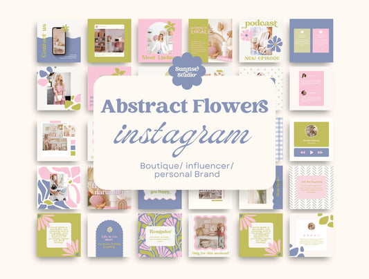 Plantilla de Instagram de moda con flores abstractas / feed de Instagram de boutique / feed de moda / plantilla de compromiso