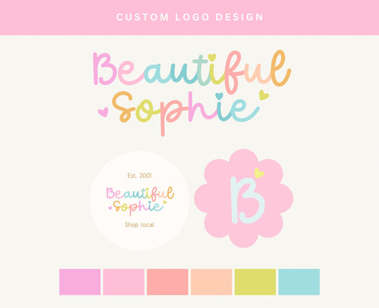 Diseño de logotipo de moda - Logotipo retro boho - Logotipo colorido - Logotipo de pequeña empresa - Logotipos modernos brillantes - Logotipo de boutique para niños - Logotipo divertido
