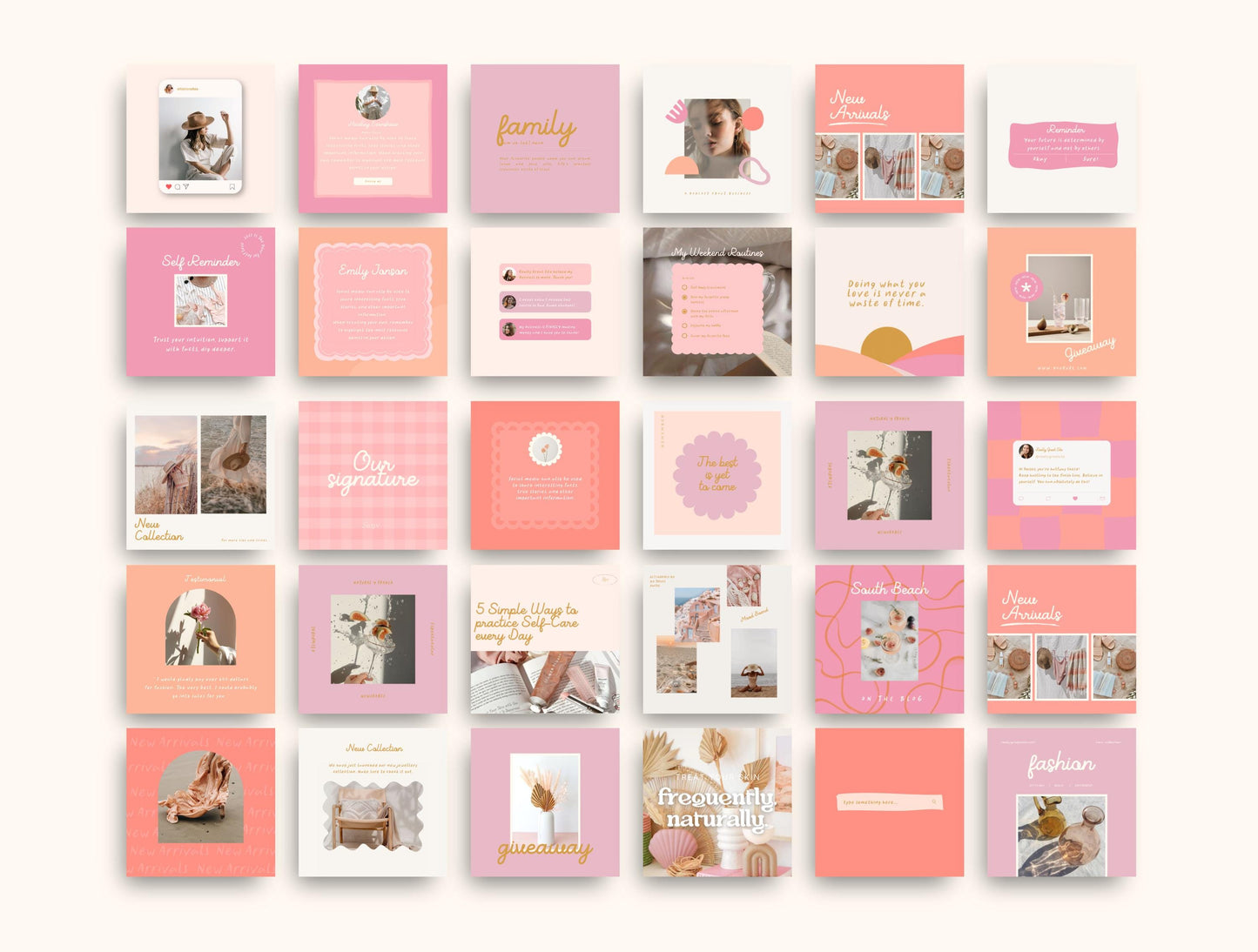 Plantilla de Instagram divertida y moderna para boutiques, bloggers de estilo de vida, plantillas de participación y publicaciones de Canva para propietarios de negocios.