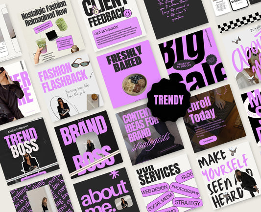 Plantilla Canva de feed de Instagram atrevida y moderna, de alto impacto visual, ideal para marcas personales, influencers y creadores de contenido de marketing digital