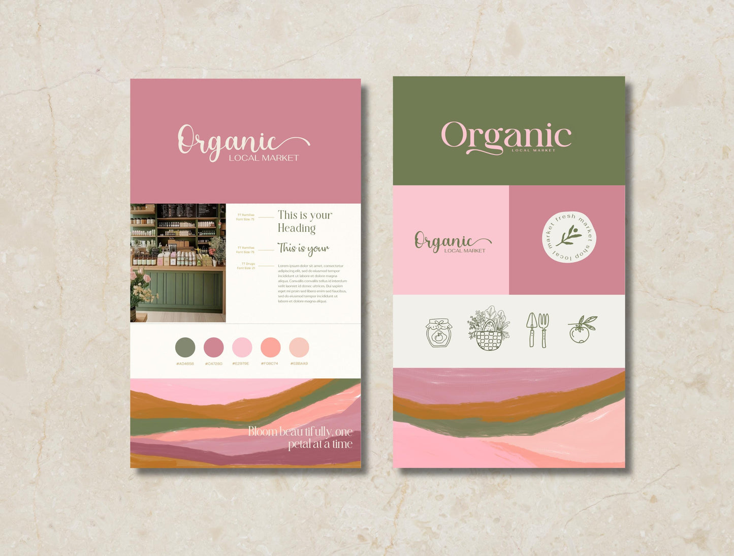 Kit exclusivo de marca orgánica para tiendas locales: diseño artesanal y personalizable