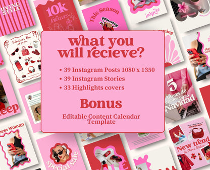 Vibrant Red & Pink Instagram Template Pack | Trendy Canva Templates for Influencers, Content Creators & Digital Marketers