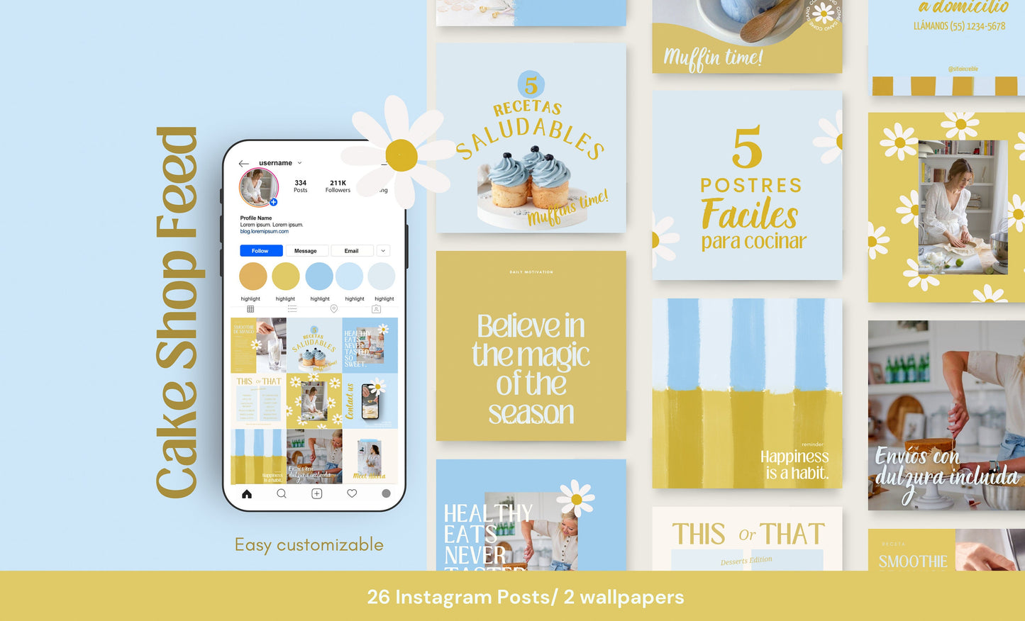 Feed de Instagram de panadería / Diseño artístico / Canva: plantillas de publicaciones hechas a mano de alto impacto visual y estrategia de participación para pequeñas empresas