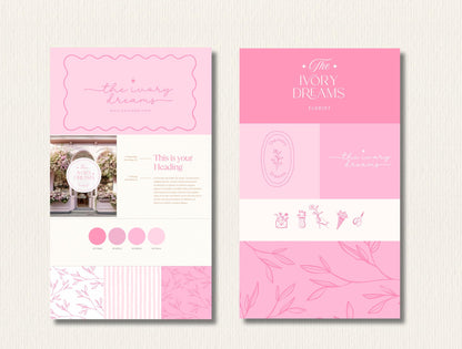 Kit de marca floral orgánica: prediseñado y editable en Canva, diseño de marca femenino para floristerías