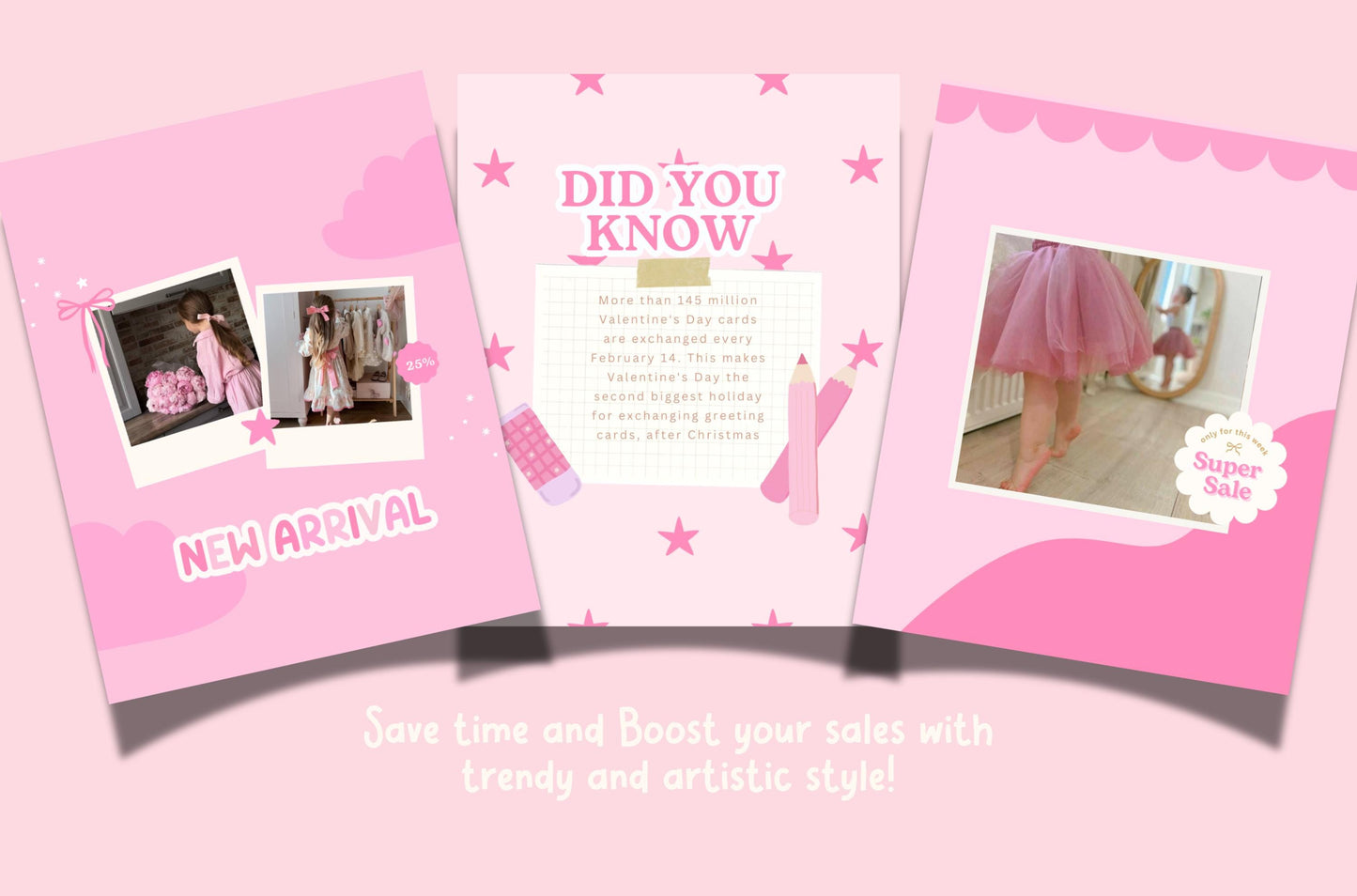 Plantilla de paquete de Instagram rosa, divertida y linda, editada por Canva