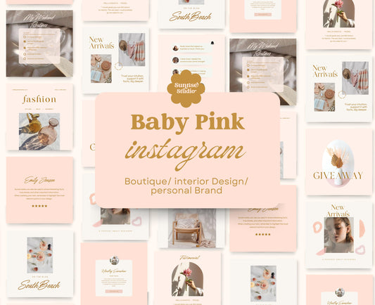 Plantilla Canva para feed de Instagram: publicación en rosa bebé para blogueros de moda, propietarios de negocios de estilo de vida y marcas personales, diseño artístico