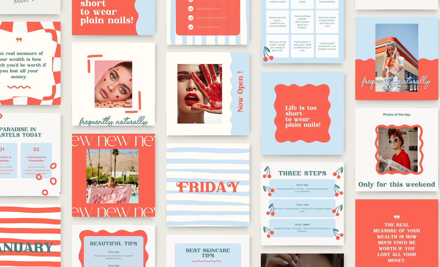 Plantilla moderna de Instagram con temática de cerezas / Diseño elegante y con estilo para redes sociales / Publicación moderna en Canva / Herramientas para pequeñas empresas / Feed de influencers