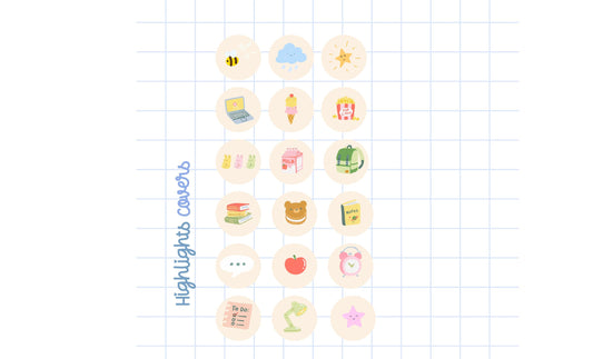 Linda portada destacada de historia de Instagram de maestra, íconos, íconos dibujados a mano, íconos de redes sociales, íconos lindos de Instagram en colores pastel, plantilla de Canva