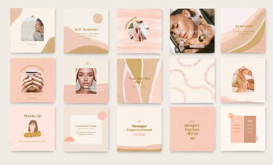 Plantilla de feed de Instagram de marca de belleza bohemia artística para Canva: plantillas de publicaciones para entrenadores de bienestar y marcas personales