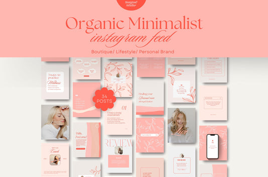 Plantilla de feed de Instagram orgánico en rojo y rosa para entrenadores y marketing digital Canva: plantillas de publicaciones de feed de marca personal