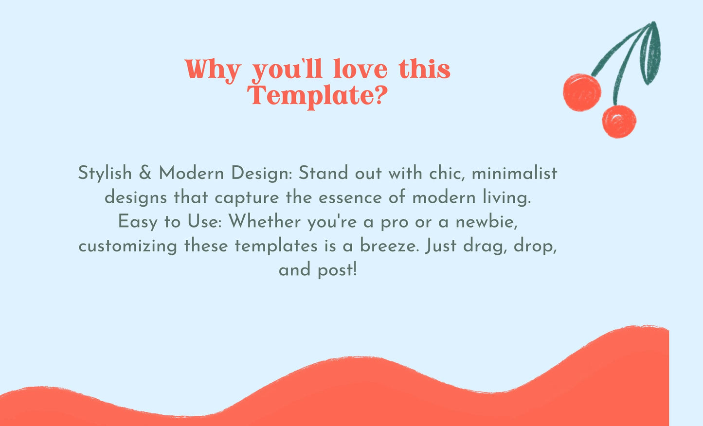 Plantilla moderna de Instagram con temática de cerezas / Diseño elegante y con estilo para redes sociales / Publicación moderna en Canva / Herramientas para pequeñas empresas / Feed de influencers