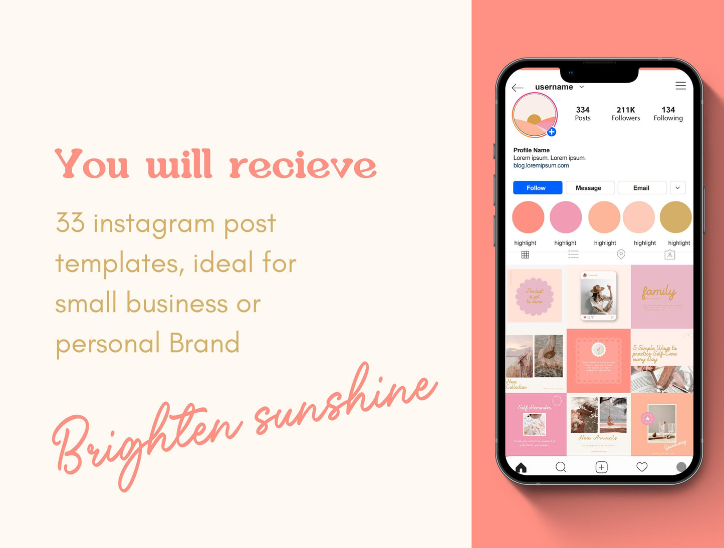 Plantilla de Instagram divertida y moderna para boutiques, bloggers de estilo de vida, plantillas de participación y publicaciones de Canva para propietarios de negocios.