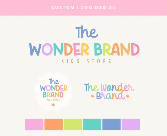 Logotipo colorido: diseño bohemio retro de moda para pequeñas empresas, logotipos modernos y brillantes para boutiques infantiles y marcas divertidas