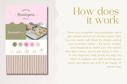 Kit de marca de panadería prediseñado y personalizado: estilo moderno para marcas y negocios de panadería - Descarga instantánea de Canva