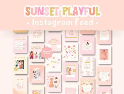 Plantilla de Instagram de Sunset Playful / Feed de Instagram de boutique / Feed de moda / Plantilla de compromiso