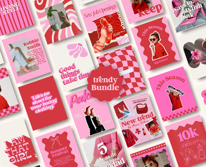 Vibrant Red & Pink Instagram Template Pack | Trendy Canva Templates for Influencers, Content Creators & Digital Marketers