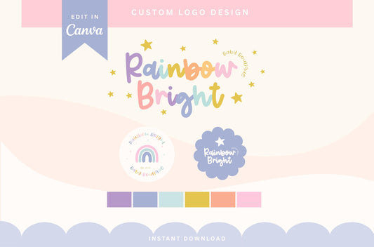 Logotipo colorido: diseño bohemio retro de moda para pequeñas empresas, logotipos modernos y brillantes para boutiques infantiles y marcas divertidas.