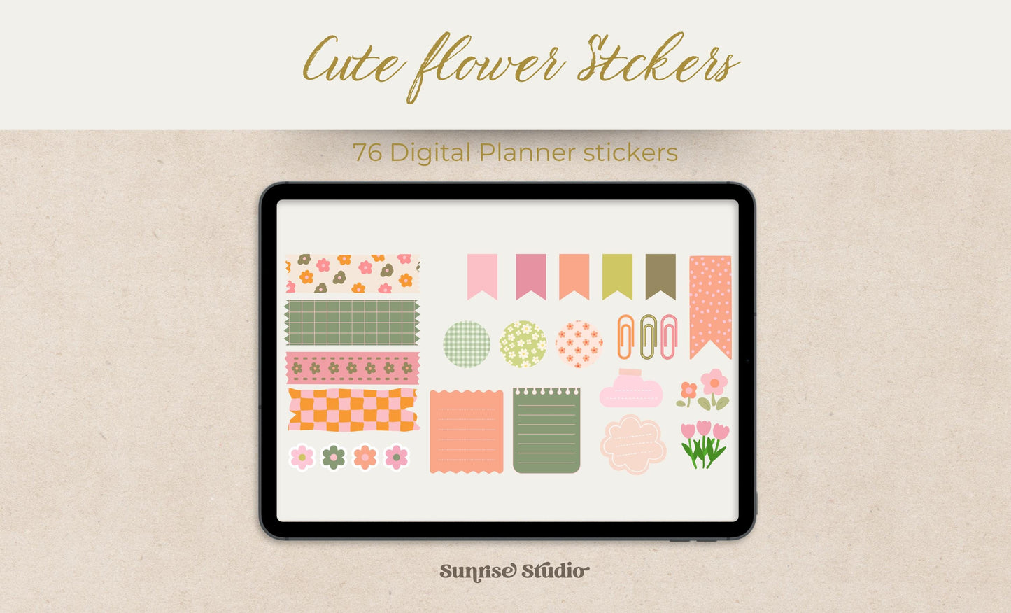 Pegatinas de flores bonitas y brillantes / Pegatinas de Goodnotes / Pegatinas de planificador / Pegatinas de moda / Pegatinas de planificador digital