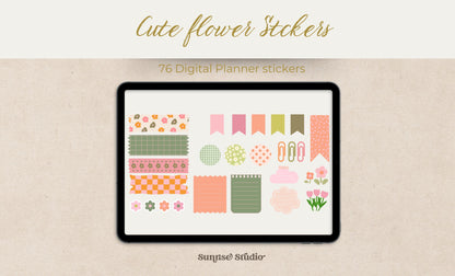 Pegatinas de flores bonitas y brillantes / Pegatinas de Goodnotes / Pegatinas de planificador / Pegatinas de moda / Pegatinas de planificador digital