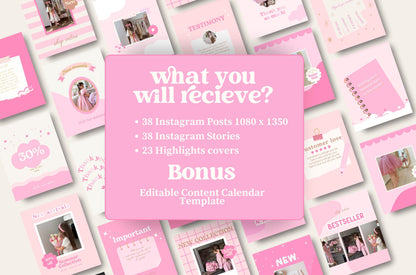 Plantilla de paquete de Instagram rosa, divertida y linda, editada por Canva